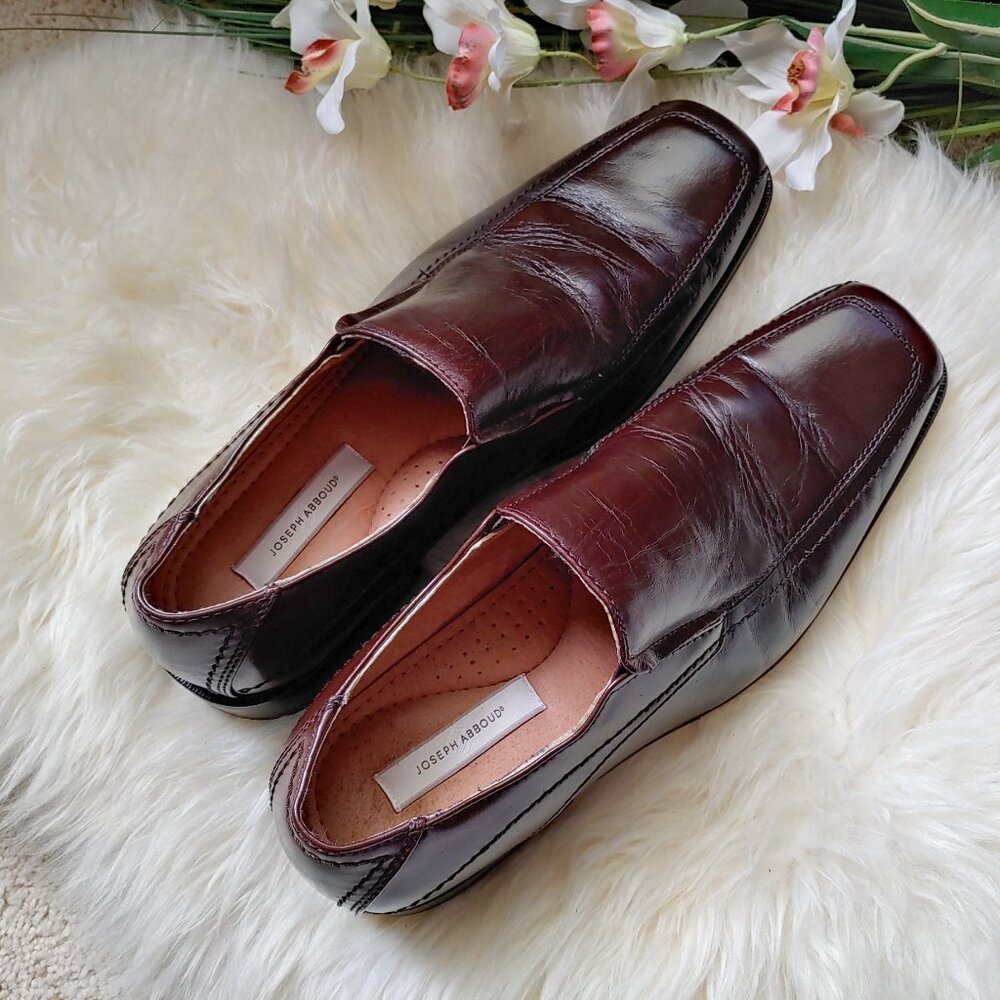 Joseph Abboud Rich Two-Toned Mahogany Brown Loafers Square Toe (12M)